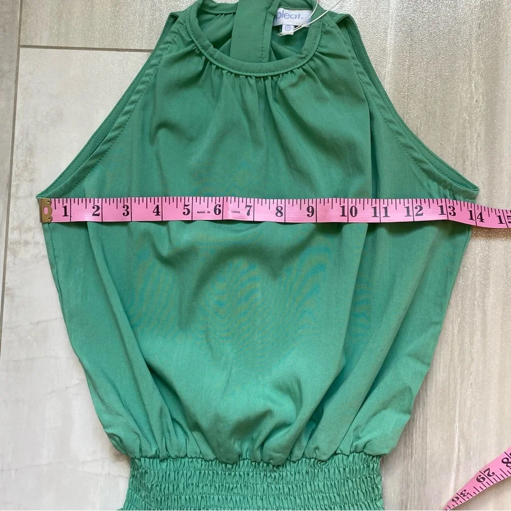 NWT Pleat. Wells Jade Green High Neck Sleeveless Dress Layered Skirt, girls 7